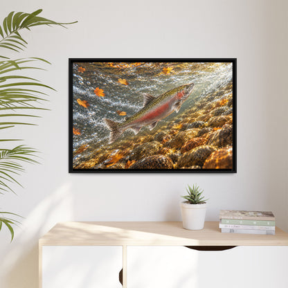 Autumn Leaf Run Salmon framed canvas wall art, view 5