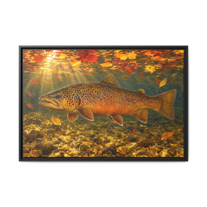 October Kype Brown Trout framed canvas, 18x12 size view