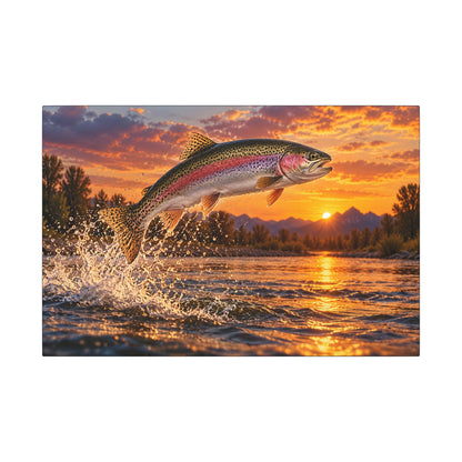 Sunset Leap Rainbow Trout canvas wall art – photo 2