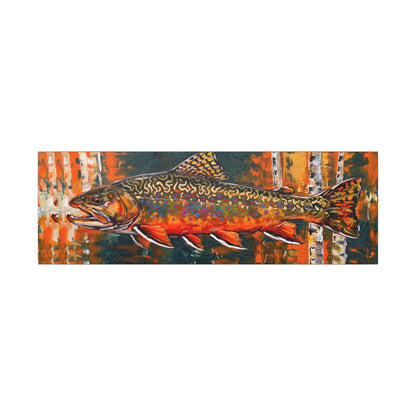 Legends Bold Spawning Brook Trout Panorama long canvas wall art, view 2