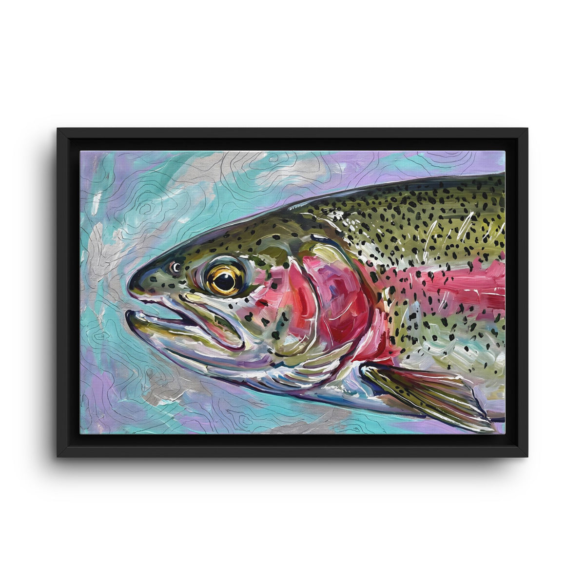 Legends Bold Close-Up River Rainbow Trout framed canvas wall art