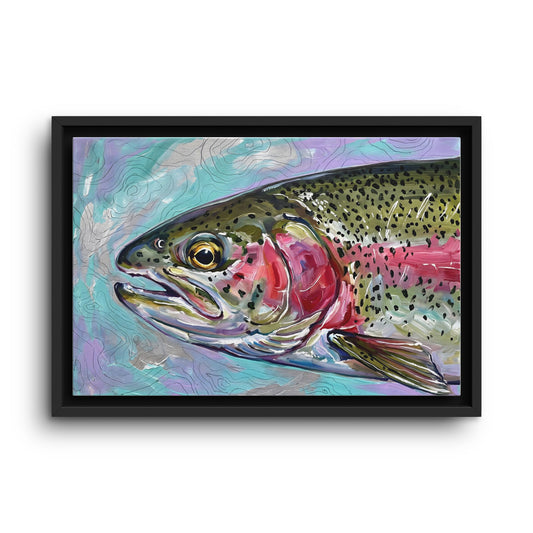 Legends Bold Close-Up River Rainbow Trout framed canvas wall art