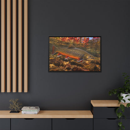 Crimson October Brook Trout framed canvas wall art, view 6