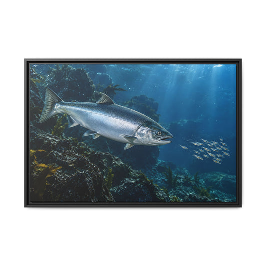 Autumn Glacier Run Atlantic Salmon framed canvas wall art