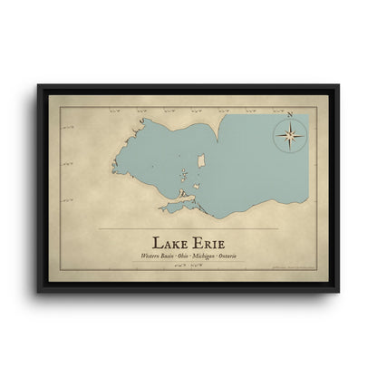 Lake Erie Western Basin Vintage Map framed canvas wall art, view 2