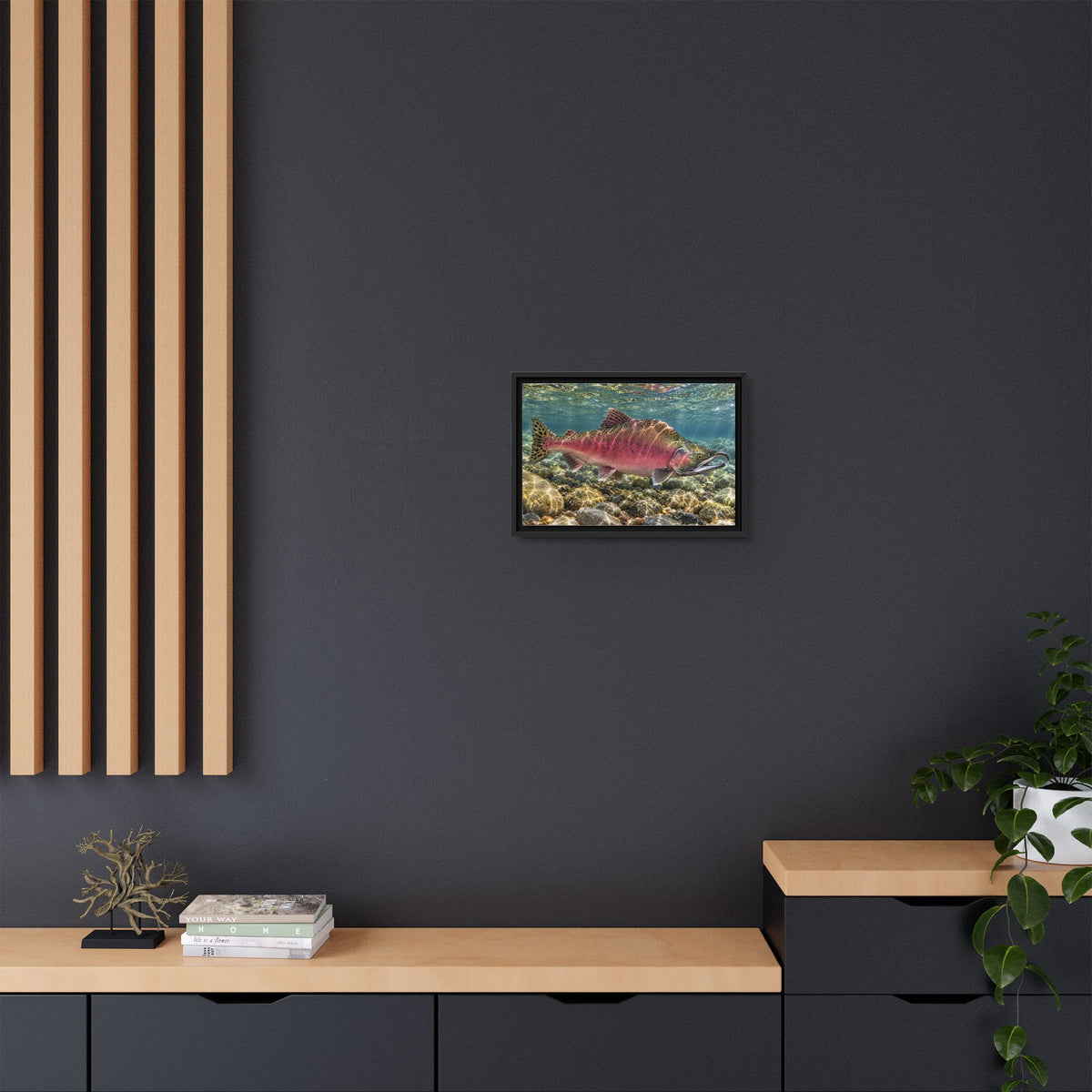 Humpback Run Pink Salmon framed canvas wall art, view 6
