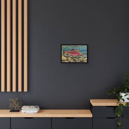 Humpback Run Pink Salmon framed canvas wall art, view 6