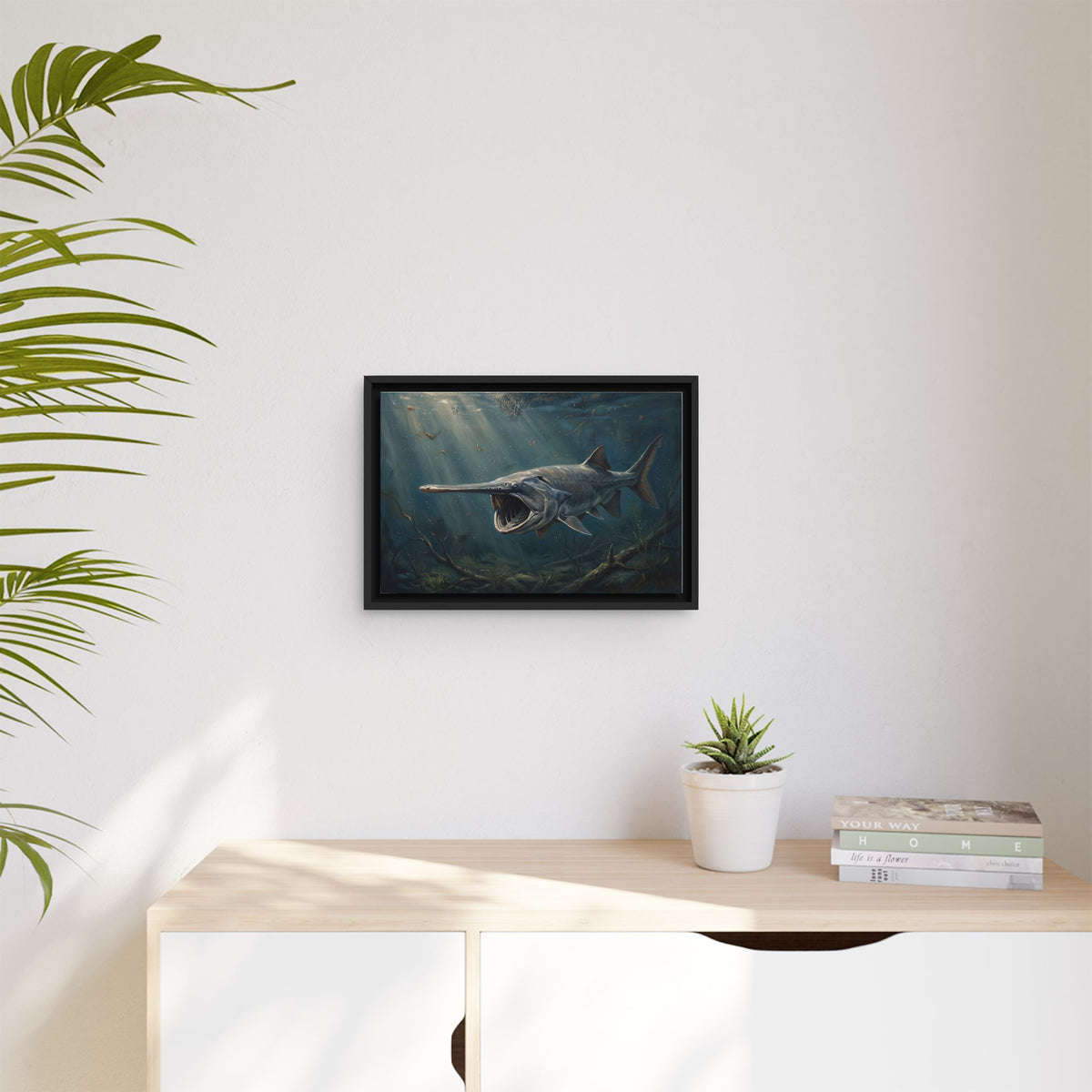 Paddlefish Filter Feed framed canvas wall art, view 5