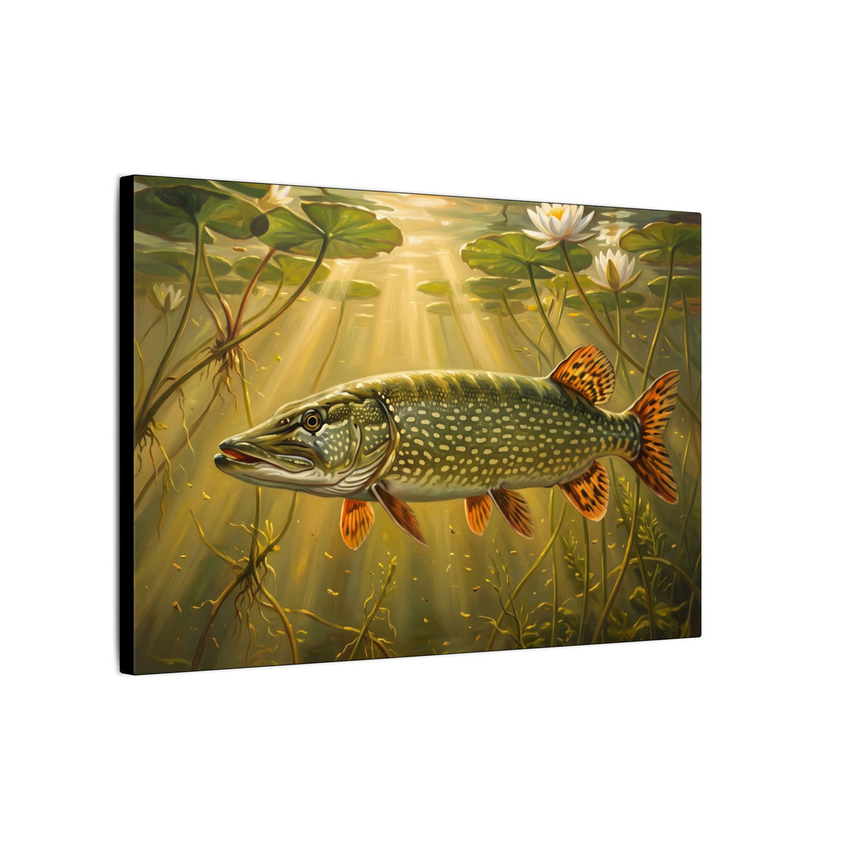 Lily Pad Dawn Northern Pike canvas, side angle
