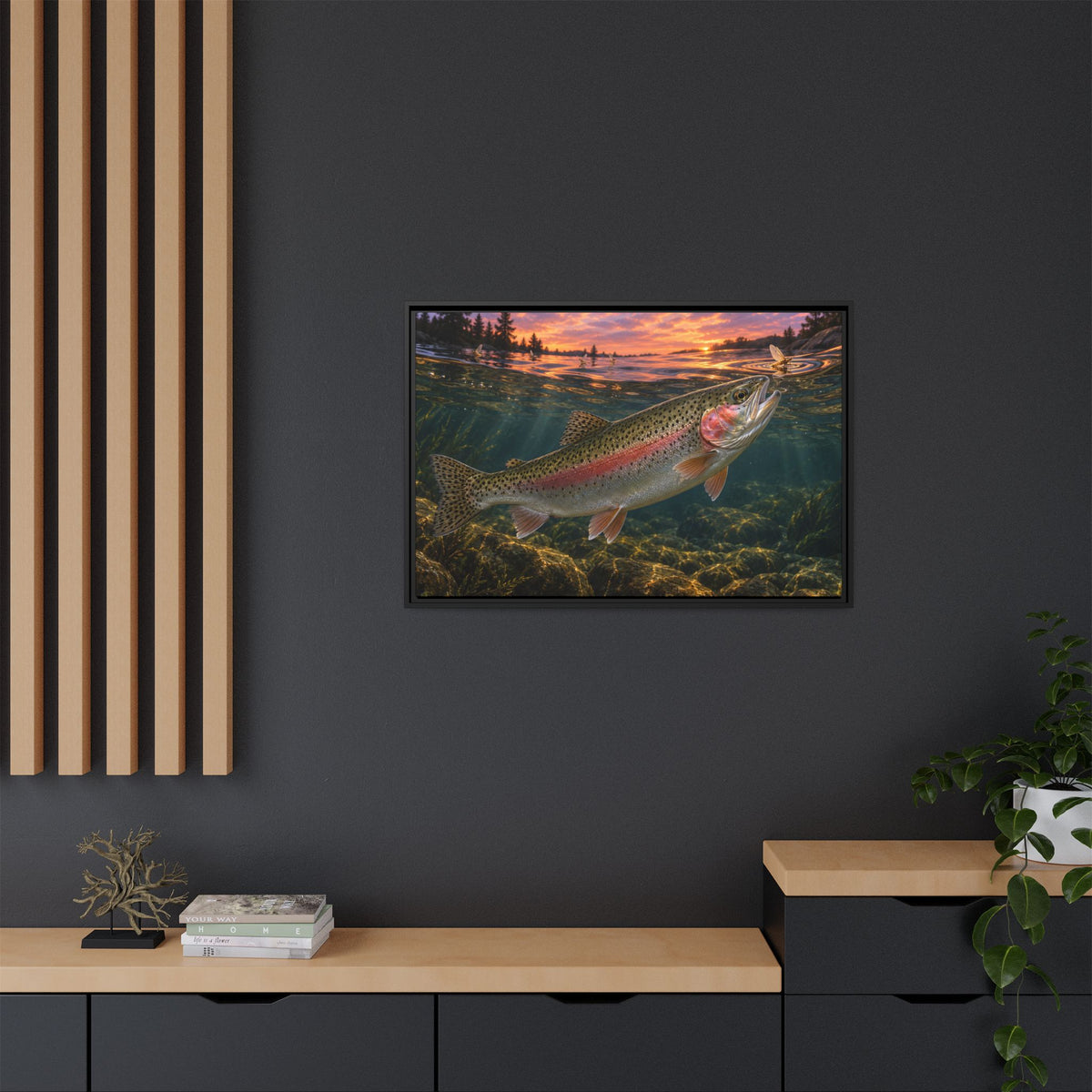 Dusk Rise Rainbow Trout framed canvas wall art – photo 6