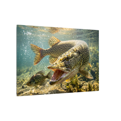 Northern Pike Crappie Chase Canvas — Predator Strike Wall Art for Anglers