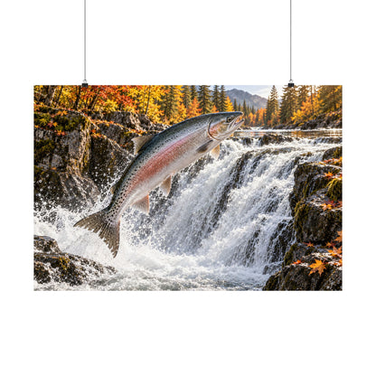 Autumn Falls Leap Salmon poster wall art, view 3