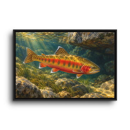 Granite Light Golden Trout framed canvas wall art, view 3