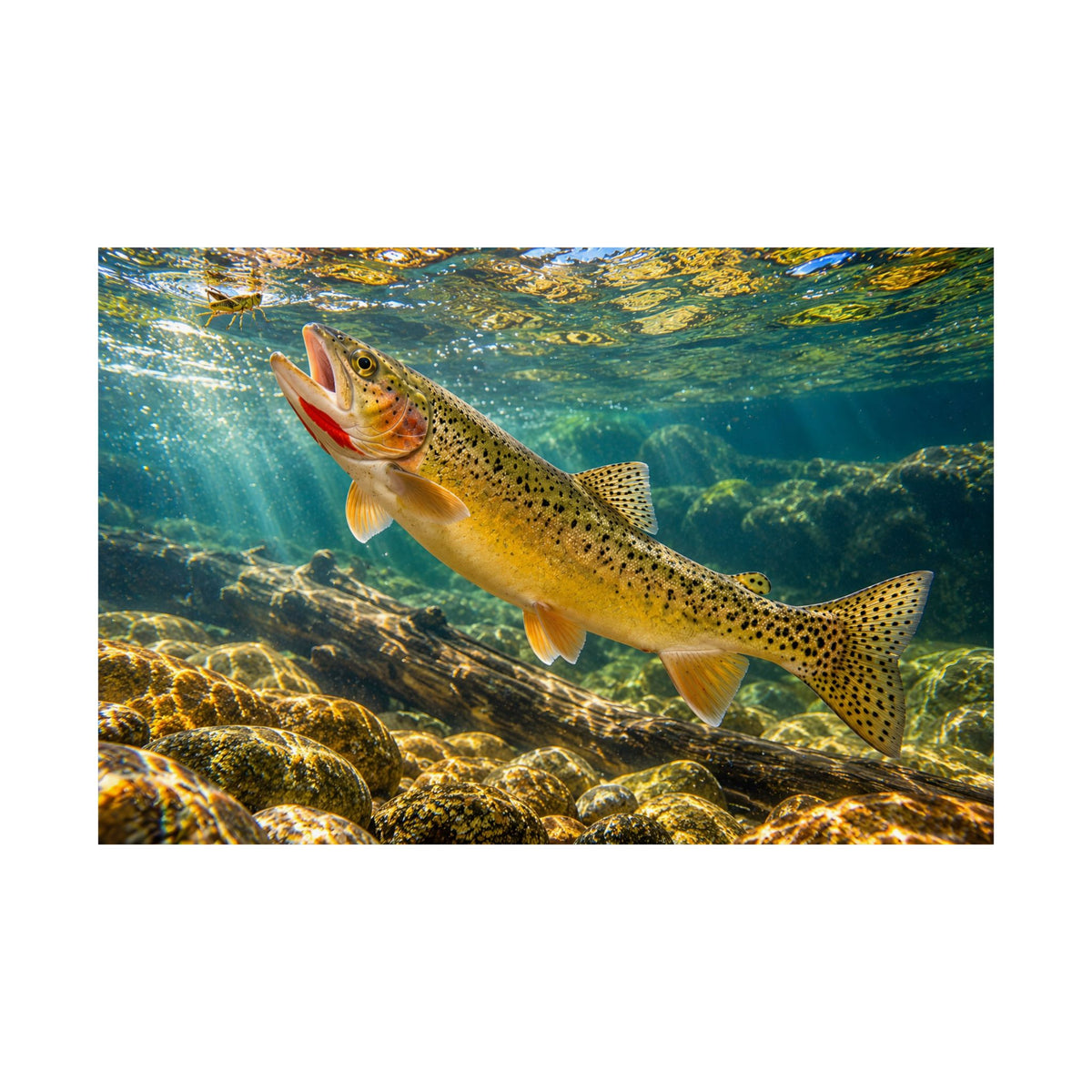 Rising to the Hopper Cutthroat Trout fishing poster close-up