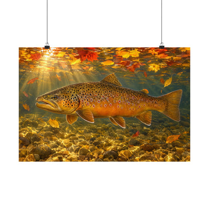 October Kype Brown Trout poster wall art, 18x12 size view