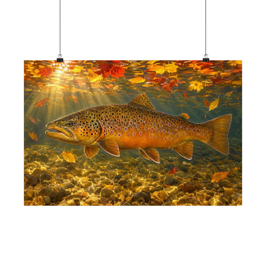 October Kype Brown Trout poster wall art, 18x12 size view