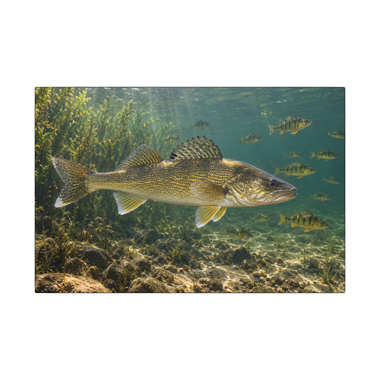 Perch School Ambush Walleye canvas, 18x12 size view