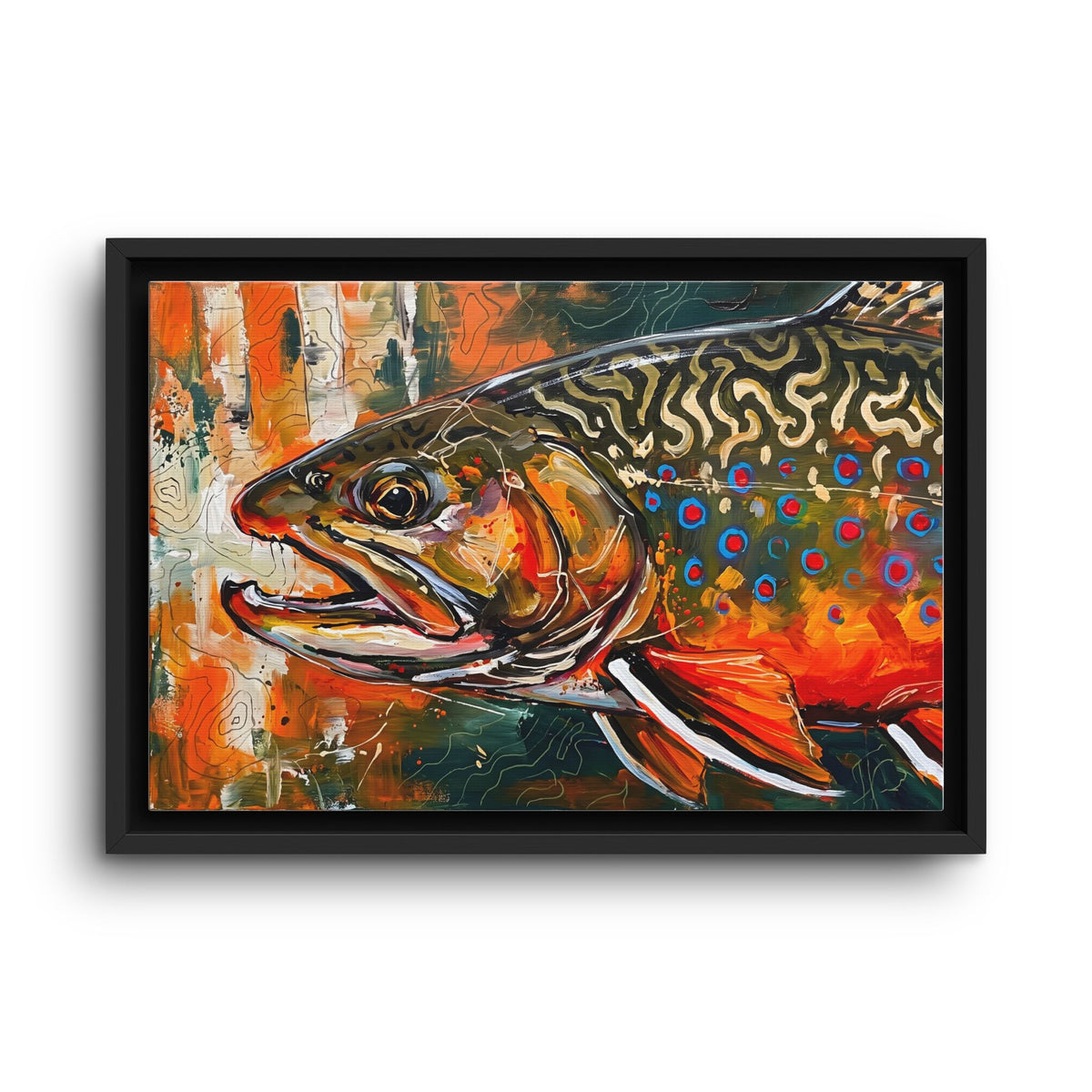 Legends Bold Close-Up Spawning Brook Trout framed canvas wall art