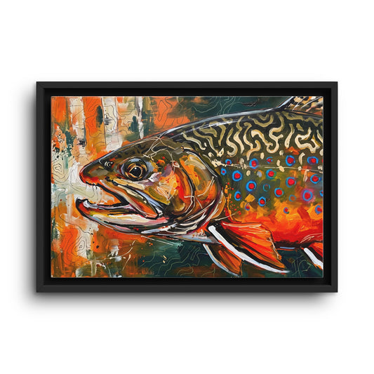 Legends Bold Close-Up Spawning Brook Trout framed canvas wall art