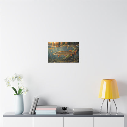 Tamarack Gold Northern Pike canvas in a home office