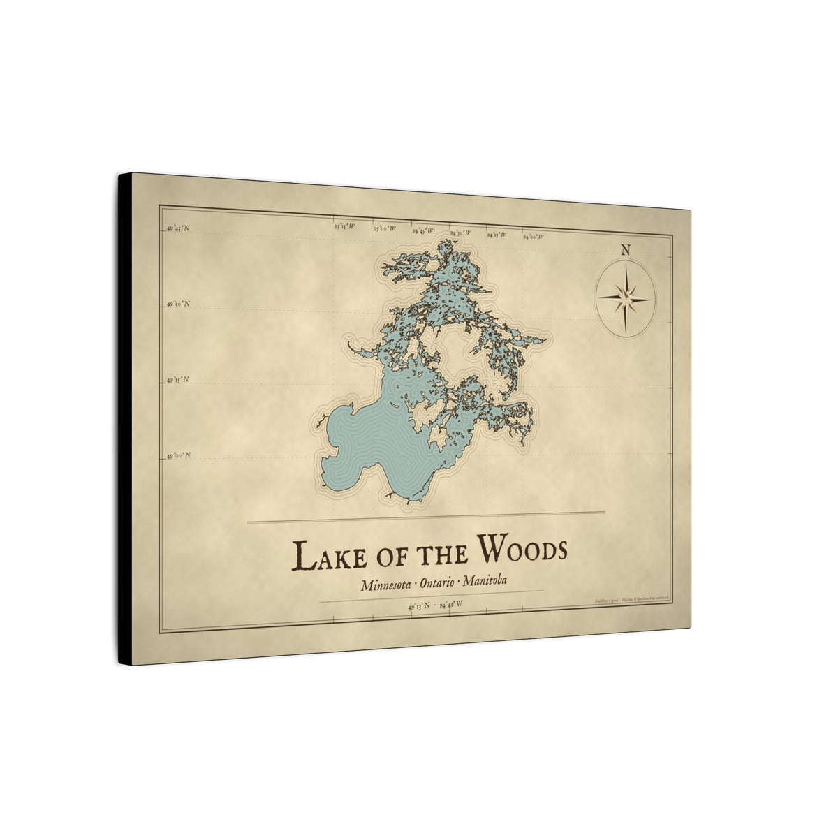 Lake of the Woods Vintage Map canvas wall art, view 4