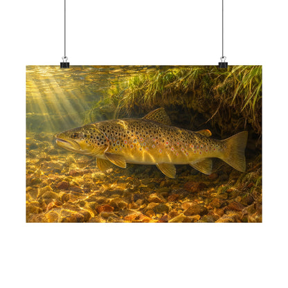 Golden Undercut Brown Trout poster wall art, 24x16 size view