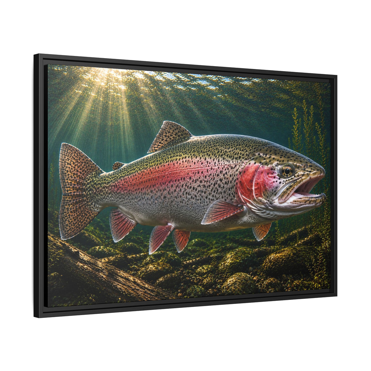 Mountain Stream Rainbow Trout framed canvas wall art, view 4
