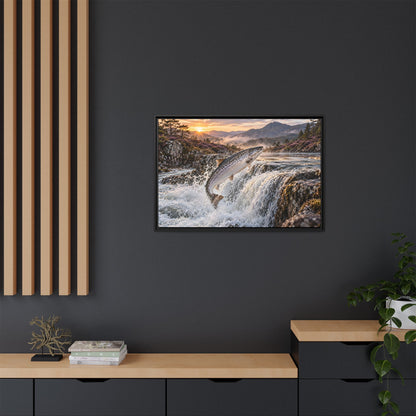 Mountain Falls Leap Salmon framed canvas wall art, view 6