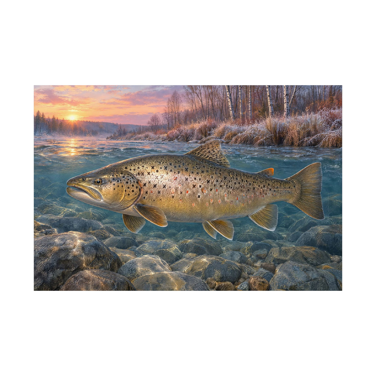Lake-Run Giant Brown Trout fishing poster close-up