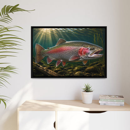 Mountain Stream Rainbow Trout framed canvas wall art, view 5