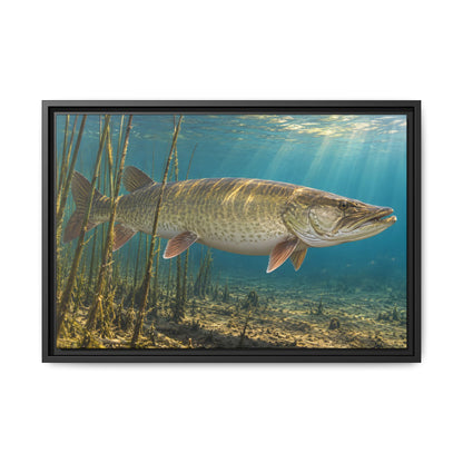 Reed Bed Cruiser Muskie framed canvas, 36x24 size view