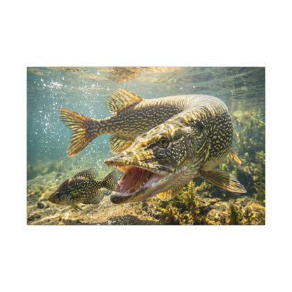Northern Pike Crappie Chase Canvas — Predator Strike Wall Art for Anglers