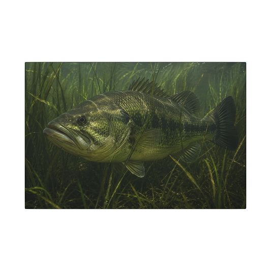Grass Bed Ambush Largemouth Bass canvas, 18x12 size view