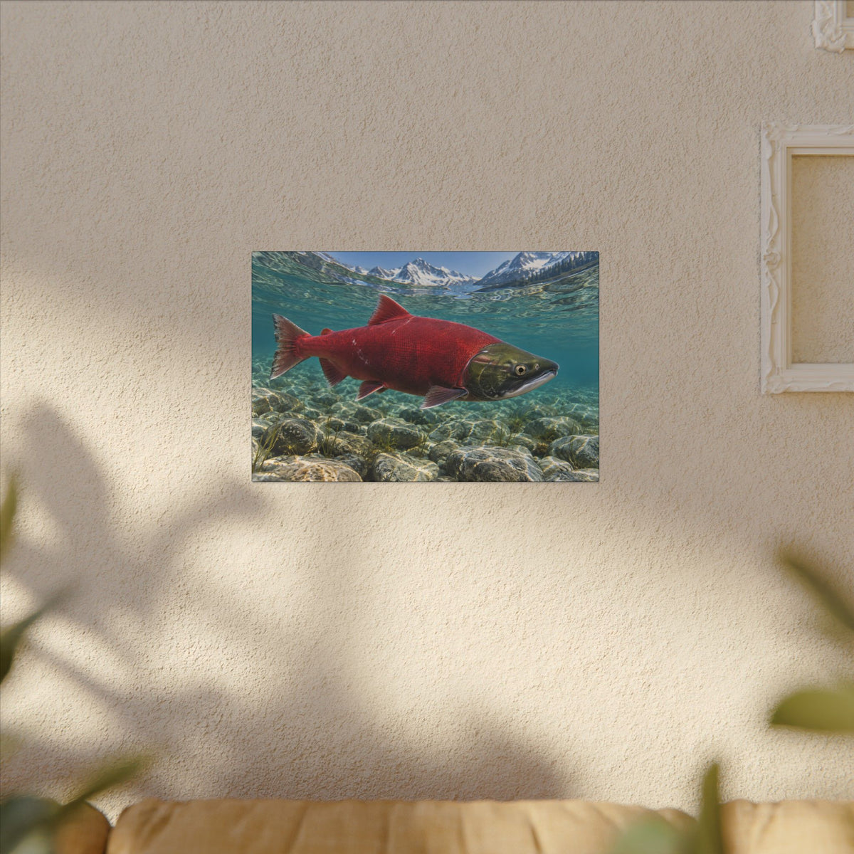 Ruby of the Shallows Sockeye Salmon canvas wall art, view 5