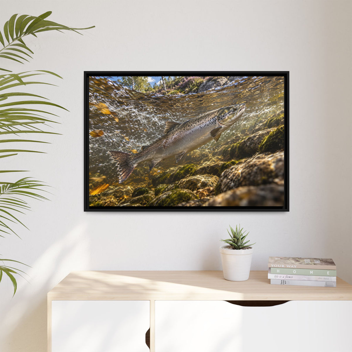 Home Through the Heather Salmon framed canvas wall art, view 5