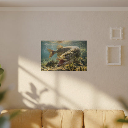 Northern Pike Crappie Chase Canvas — Predator Strike Wall Art for Anglers