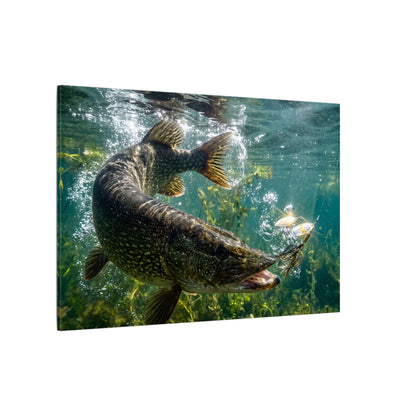 Northern Pike Spinnerbait Strike Canvas — Action Wall Art for Anglers