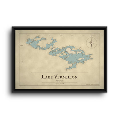 Lake Vermilion Vintage Map framed canvas wall art, view 2