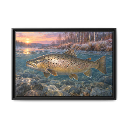 Lake-Run Giant Brown Trout framed canvas, 36x24 size view