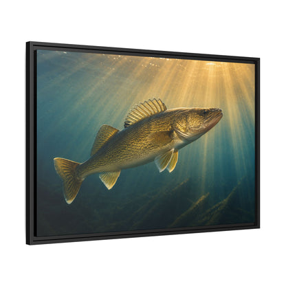 Backlit Sunbeam Cruise Walleye framed canvas side angle