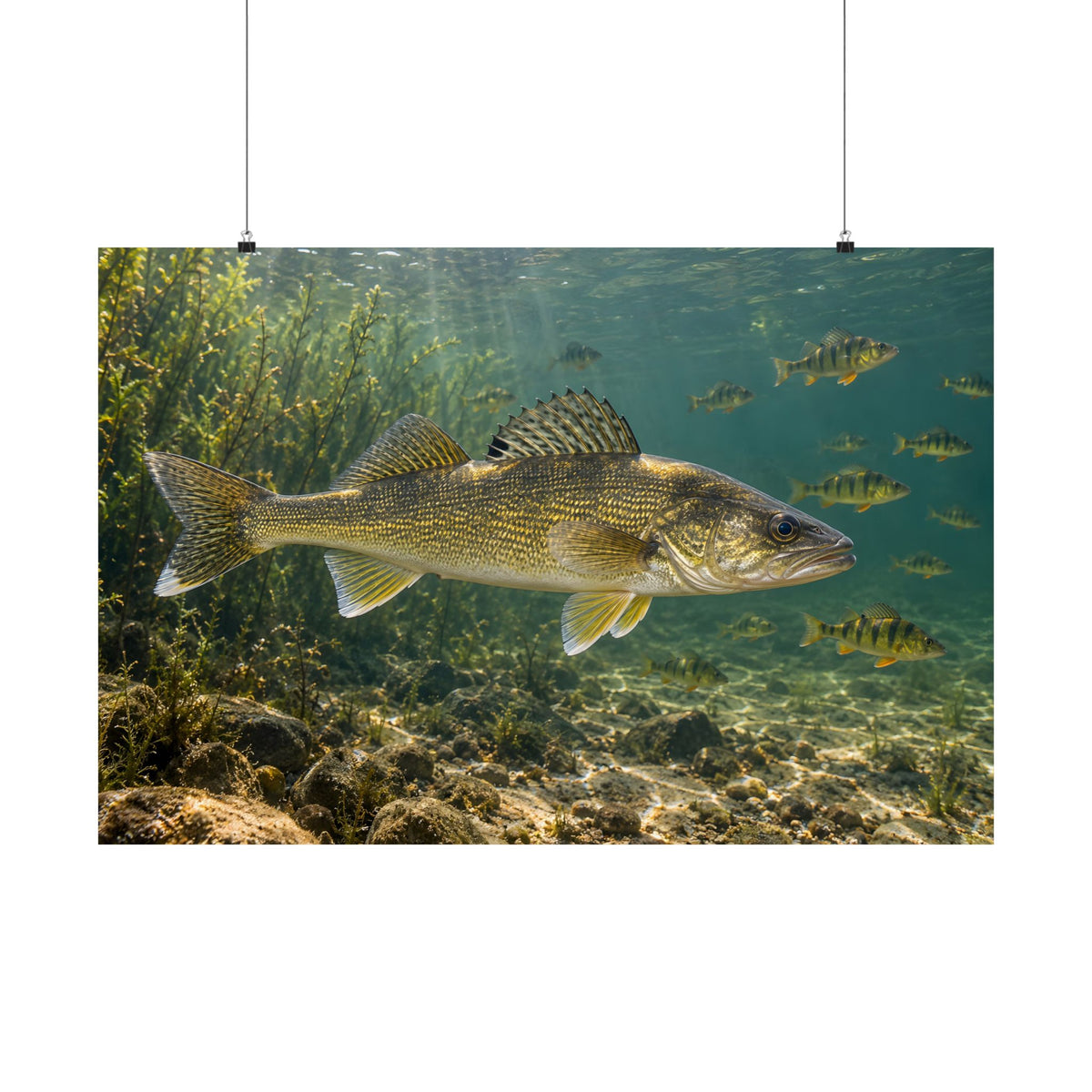Perch School Ambush Walleye poster wall art, 36x24 size view
