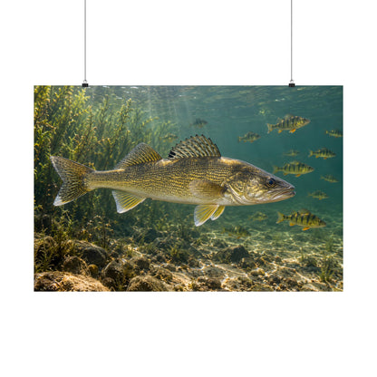 Perch School Ambush Walleye poster wall art, 36x24 size view
