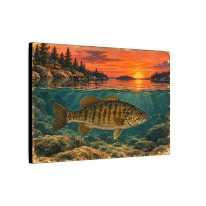 Vintage Sunset Lake Smallmouth Canvas wall art, view 4