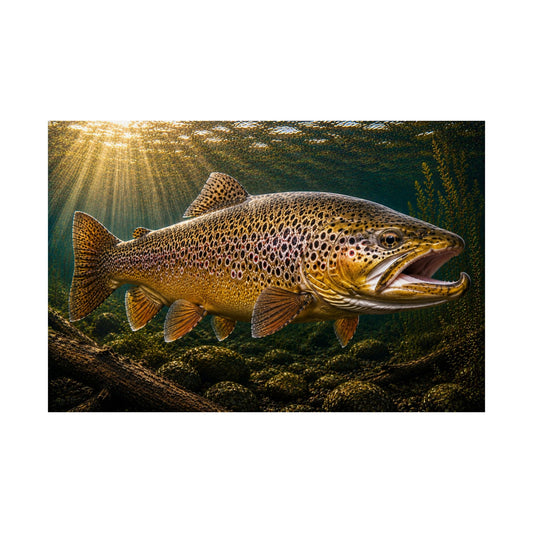 Rocks at Sunrise Brown Trout poster wall art