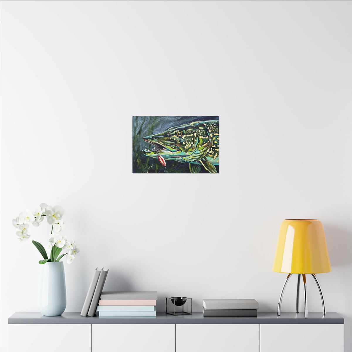 Legends Bold Close-Up Weed-Line Northern Pike canvas wall art, view 6