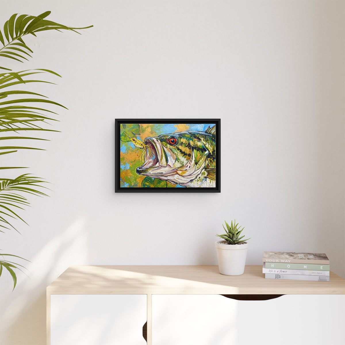 Legends Bold Close-Up Lily Pad Largemouth Bass framed canvas wall art, view 5