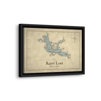 Rainy Lake Vintage Map framed canvas wall art, view 4