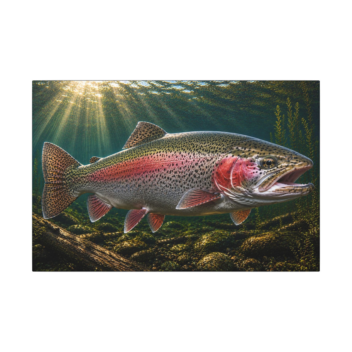 Mountain Stream Rainbow Trout canvas wall art, view 2