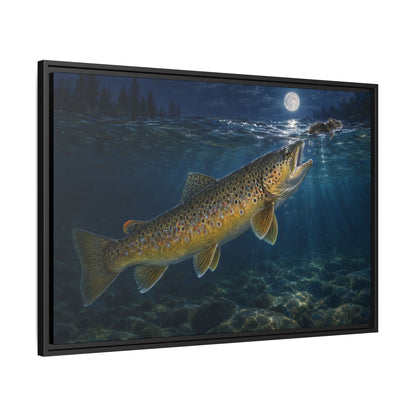 Midnight Mouse Brown Trout framed canvas side angle