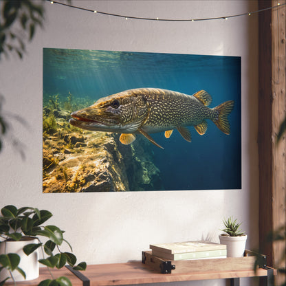 Northern Pike Deep Water Cruise Fine Art Print — Museum-Quality Giclée for Anglers